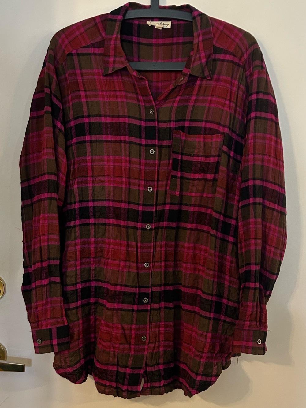 Jane and Delancey Women’s Pink & Black Plaid Button-Up Shirt Size XL